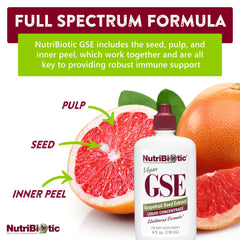 NutriBiotic GSE grapefruit pulp-seeds-rind source showing natural ingredients.