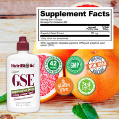 NutriBiotic GSE USA-made symbol on packaging signals trusted quality.