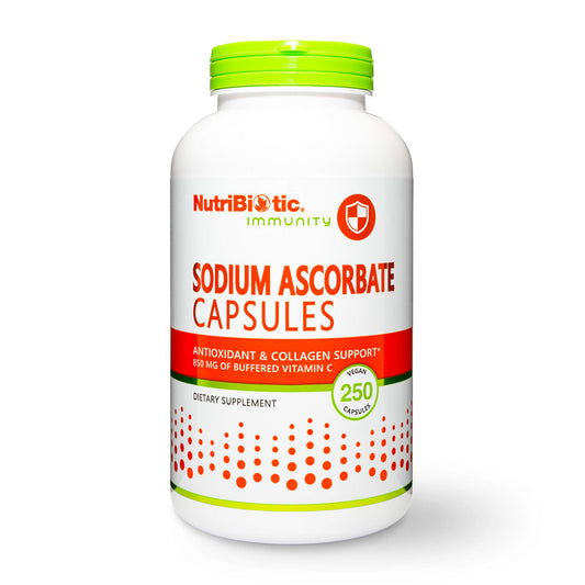 NutriBiotic Sodium Ascorbate Buffered Vitamin C Capsules bottle front view