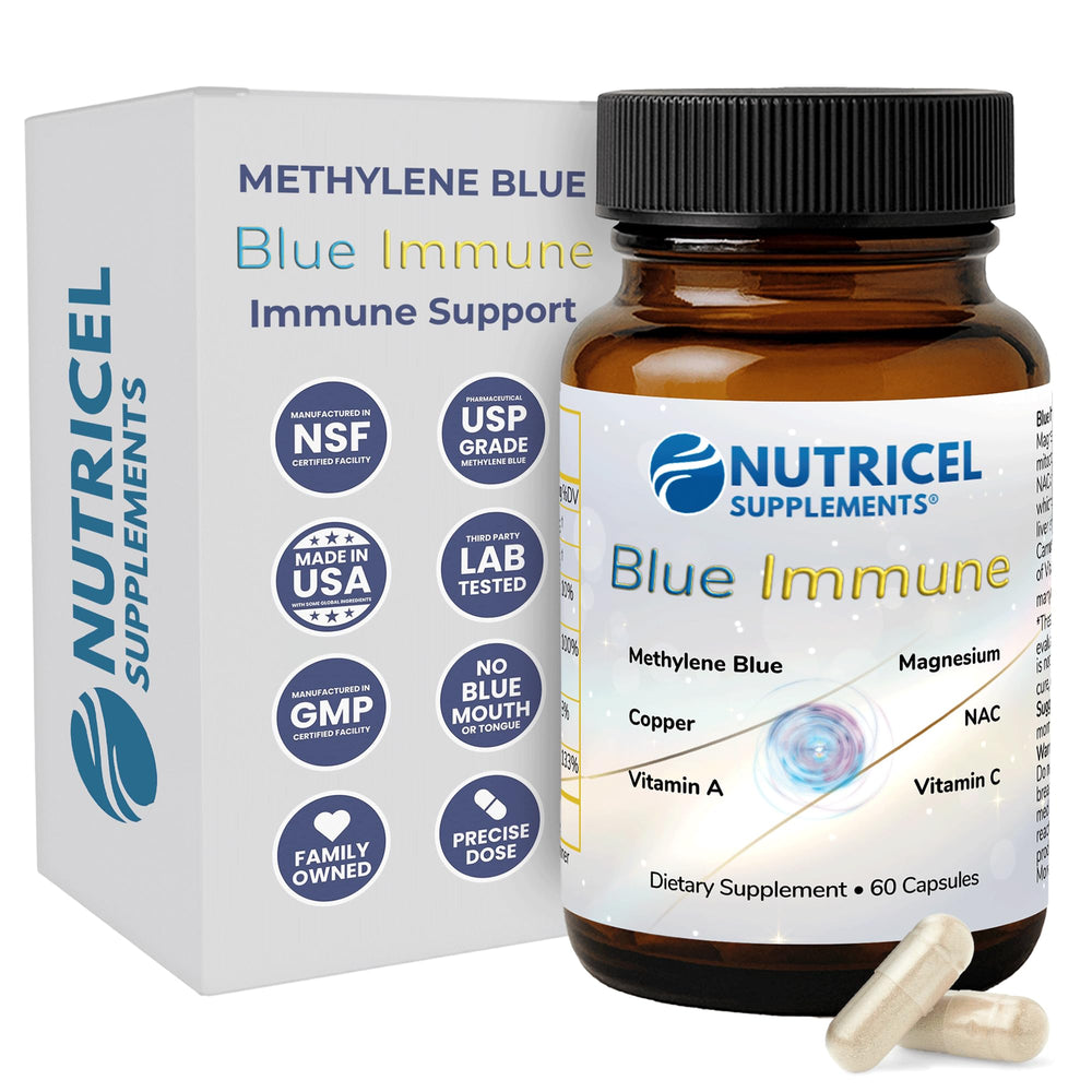Nutricel Methylene Blue capsules bottle front – 60 count