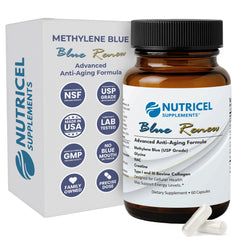 Nutricel Methylene Blue capsules bottle ready for daily wellness routine.