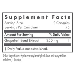 Nutricology Citrus Seed Extract bottle label with nutrition facts