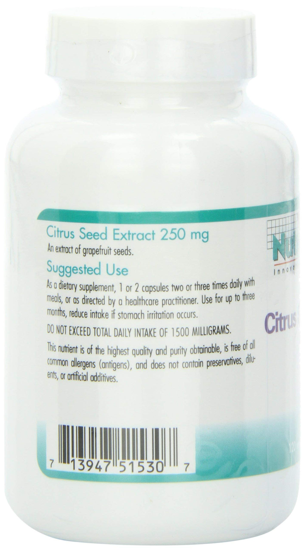 Side view of Nutricology Citrus Seed Extract bottle