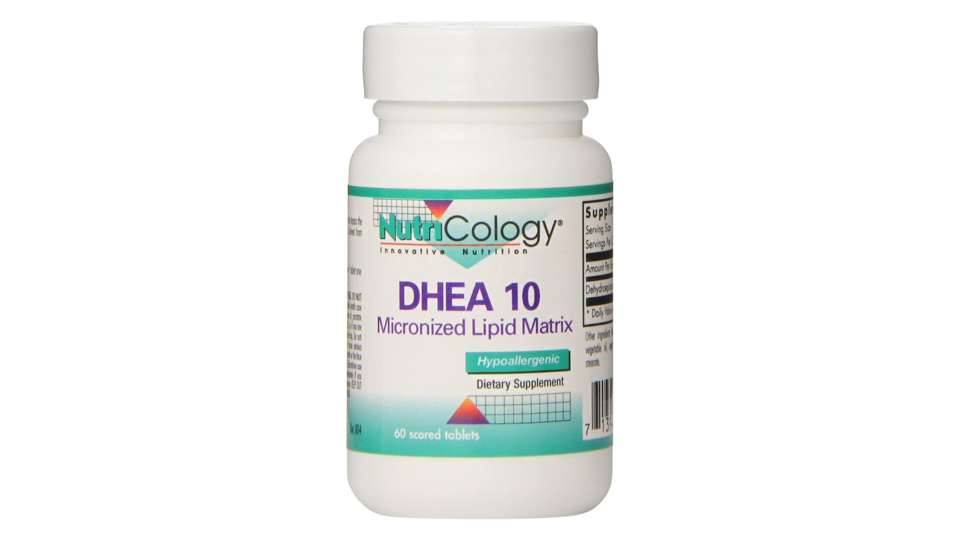 Nutricology DHEA 10 mg Sustained Release bottle label