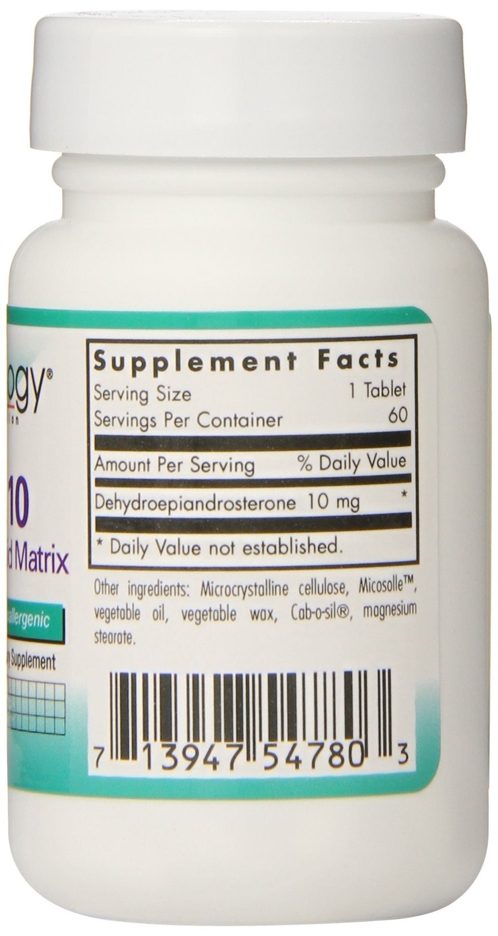 Close-up of DHEA 10 mg sustained release tablets