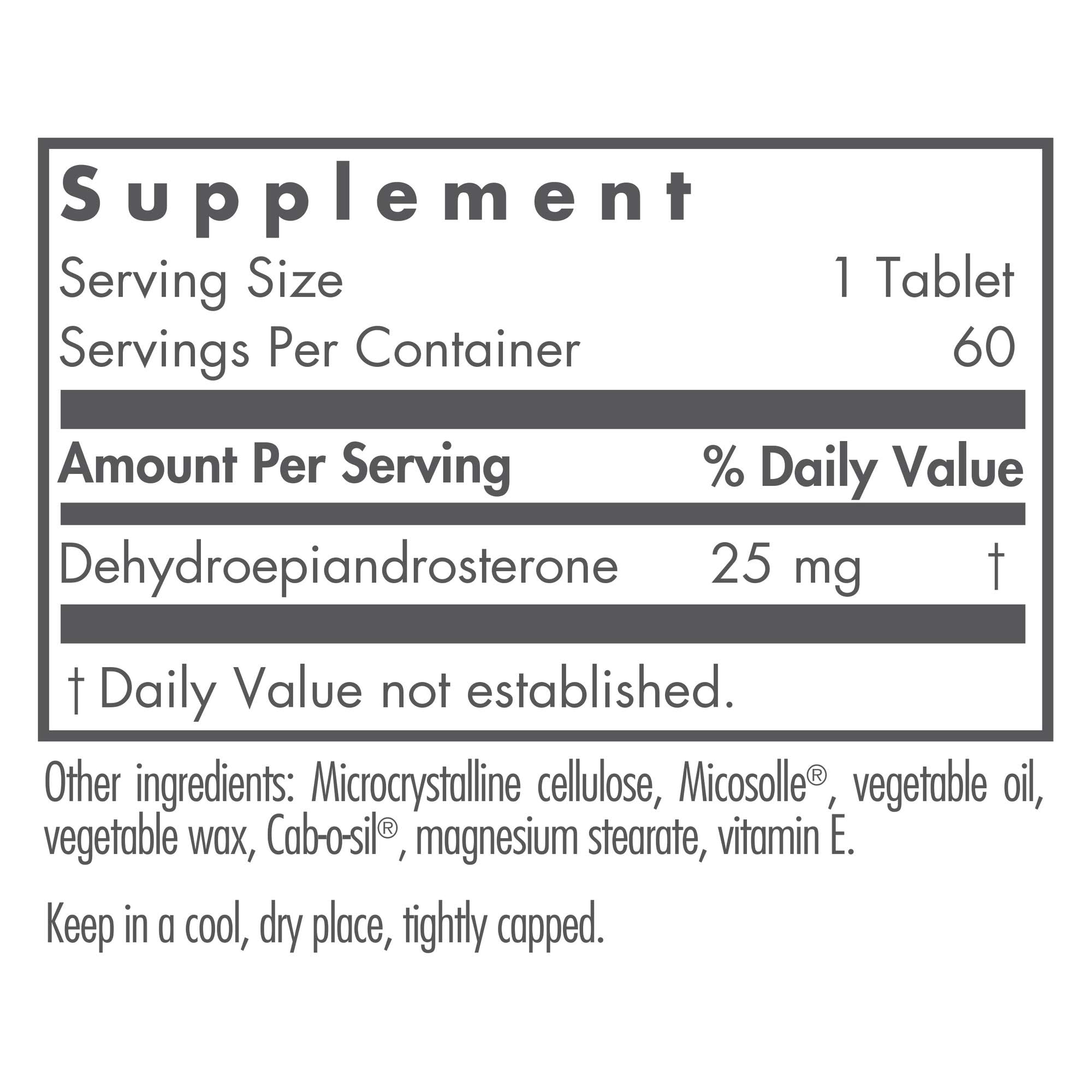 Micronized DHEA 25mg in lipid matrix illustration