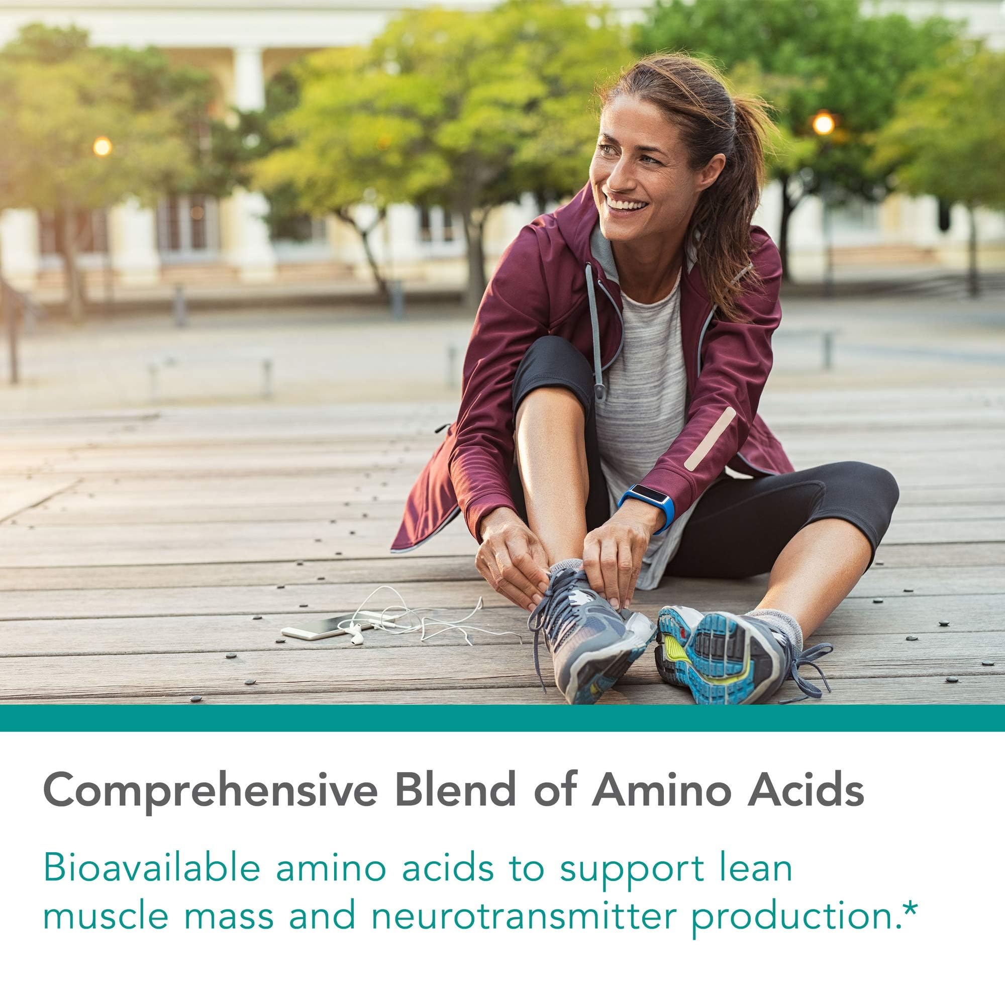 Supplement facts panel showing essential amino acids