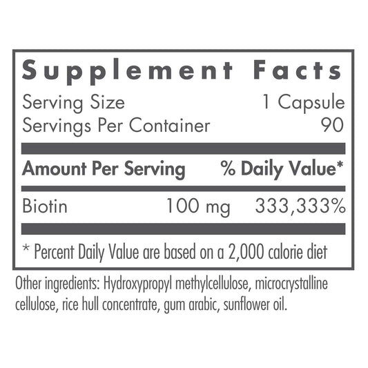 HiBiotin label showing 100,000 mcg biotin