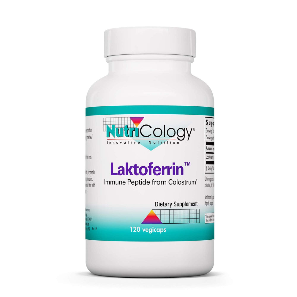 Nutricology Laktoferrin 350 mg bottle on white background