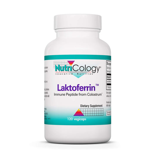 Nutricology Laktoferrin 350 mg bottle on white background