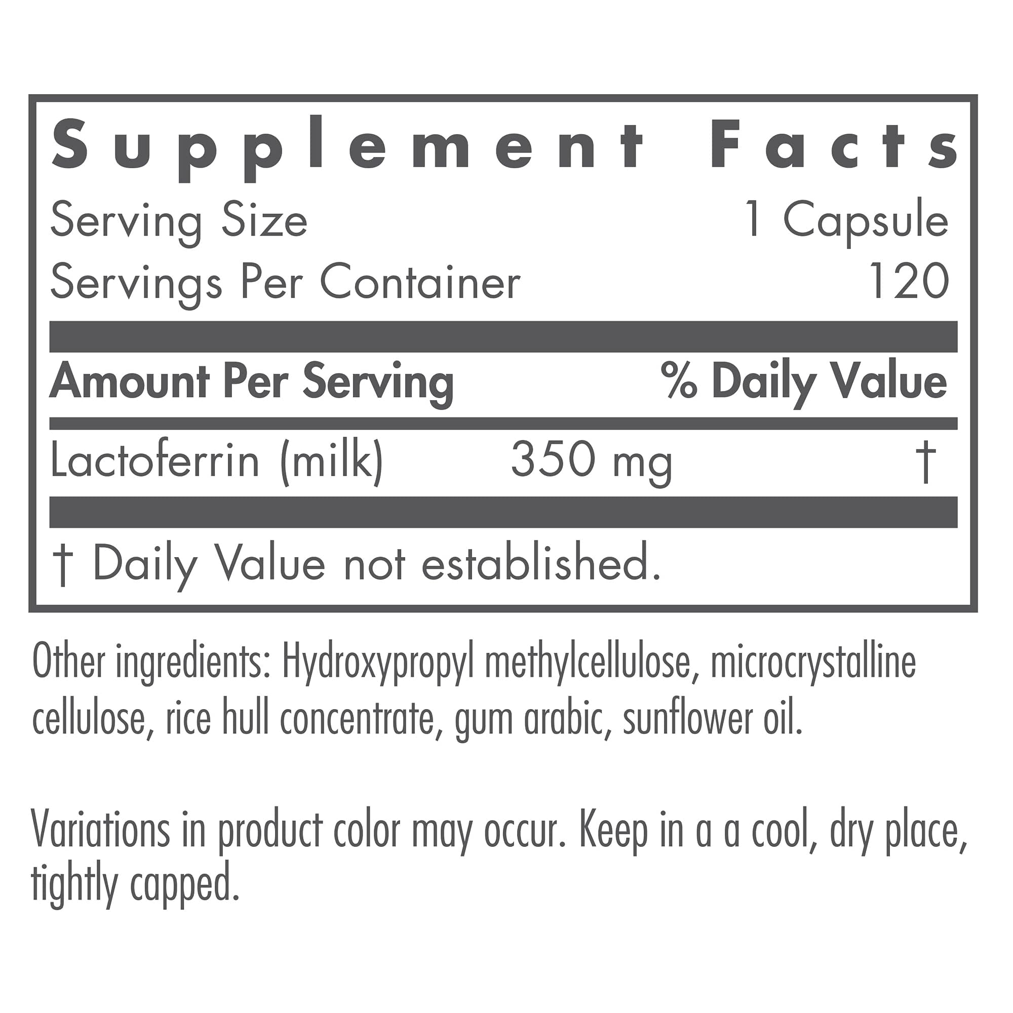 Nutricology Laktoferrin capsules in bottle