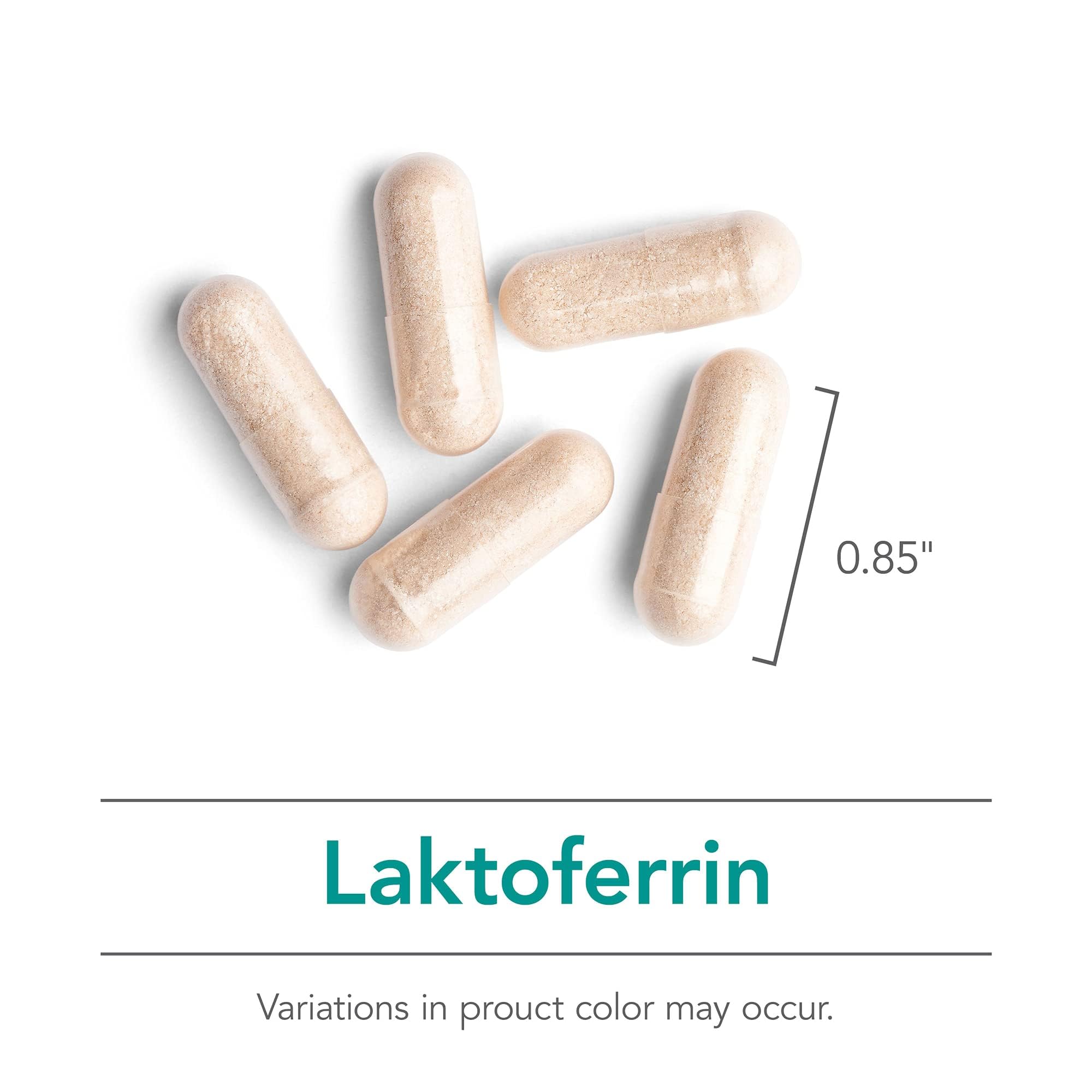 Supplement facts label for Laktoferrin 350 mg