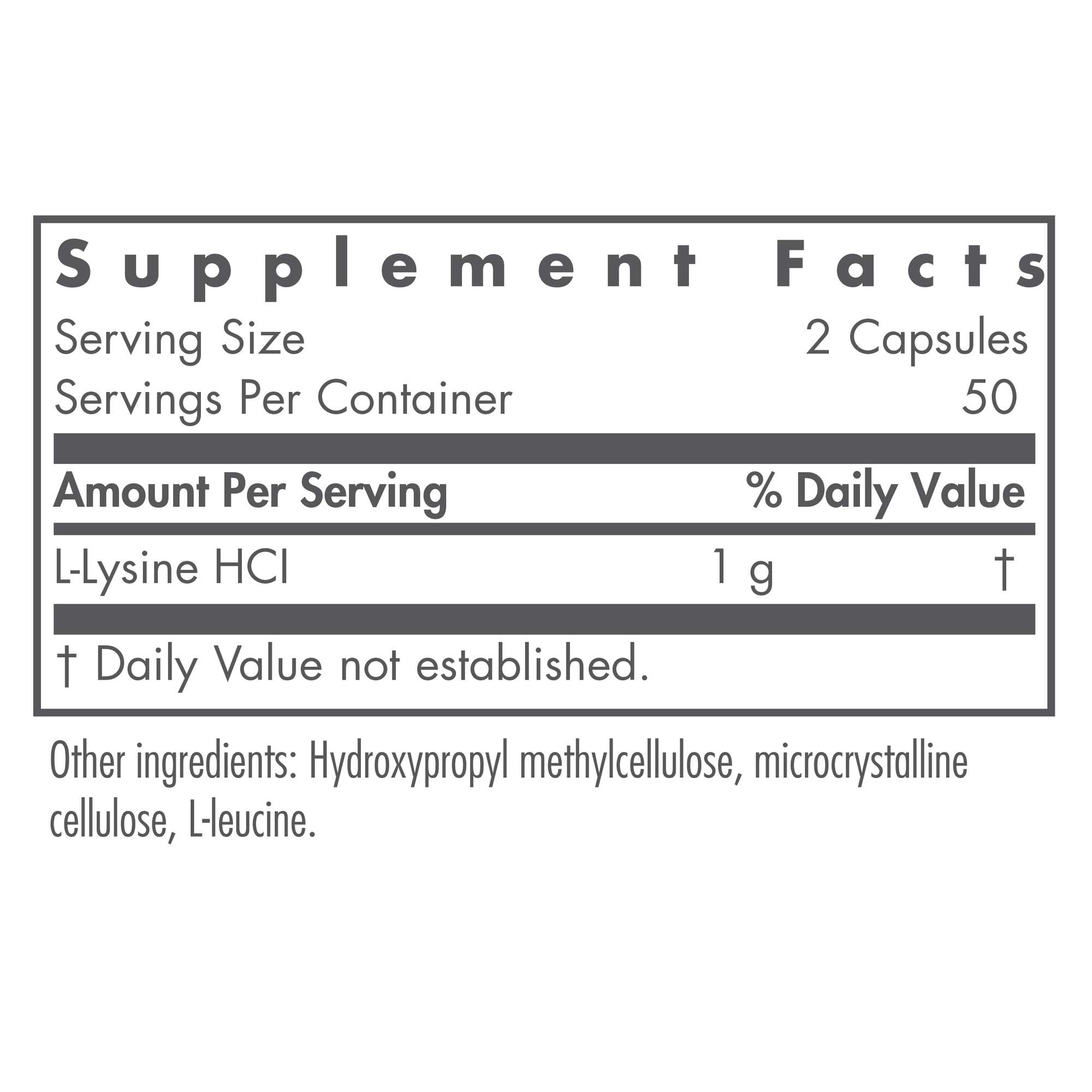 Free form L-Lysine 500mg amino acid capsules image