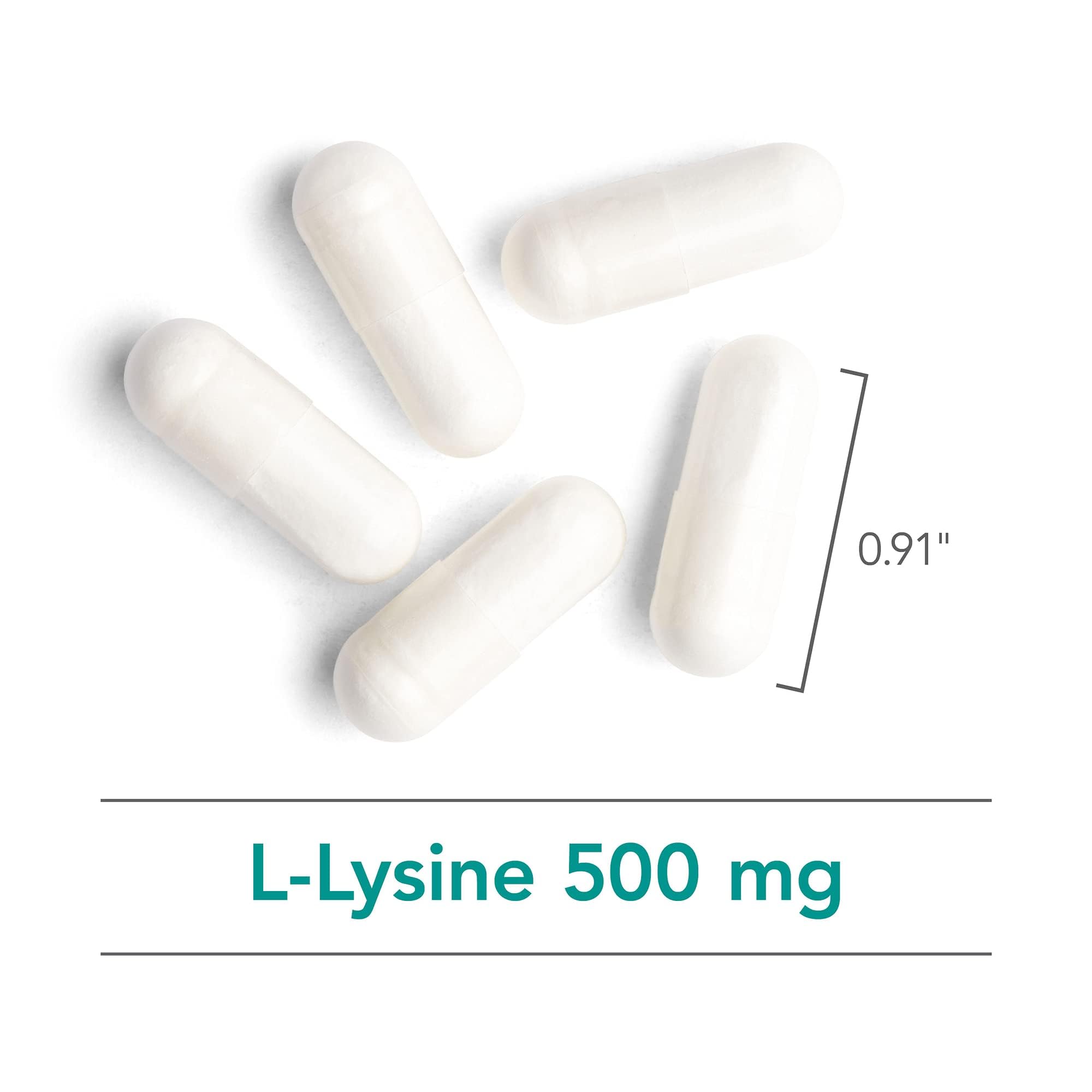 Dietary supplement facts panel for L-Lysine 500mg