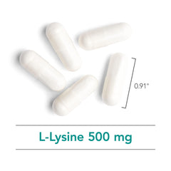 Dietary supplement facts panel for L-Lysine 500mg