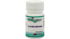 Front view of Nutricology Lumbrokinase supplement bottle with capsules