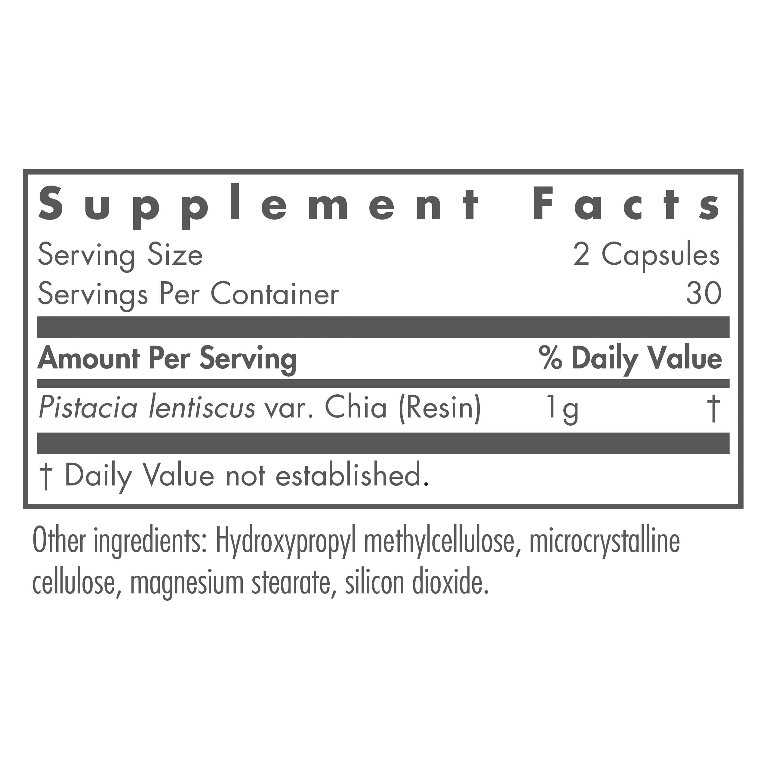 Nutricology Mastic Gum label close-up