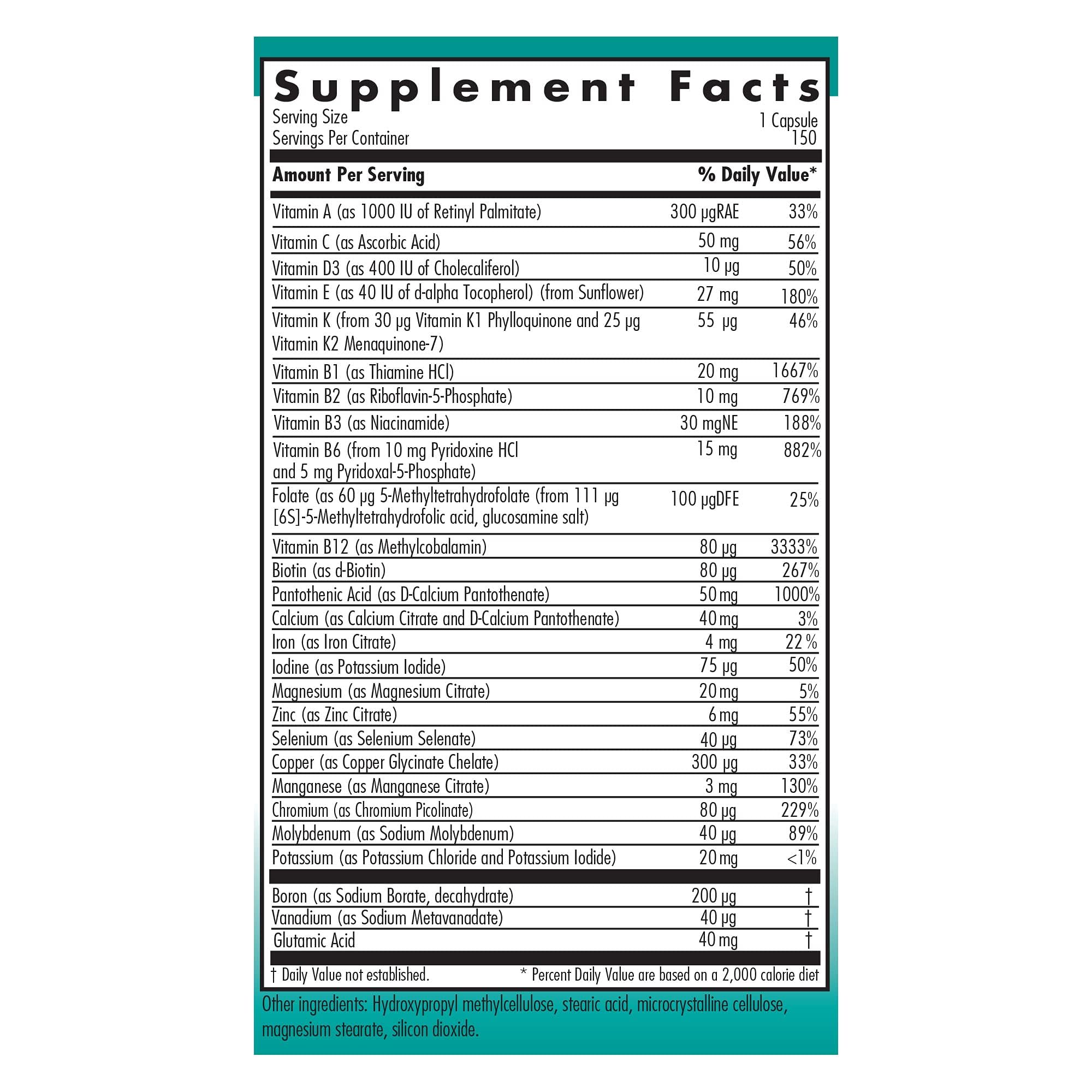 Back view of Nutricology Multi-Vi-Min bottle with supplement facts