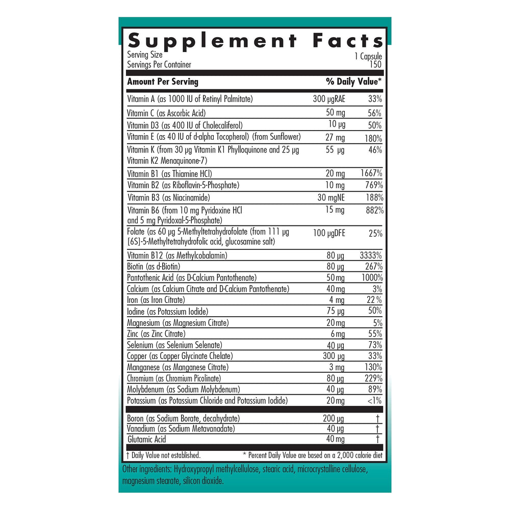 Back view of Nutricology Multi-Vi-Min bottle with supplement facts