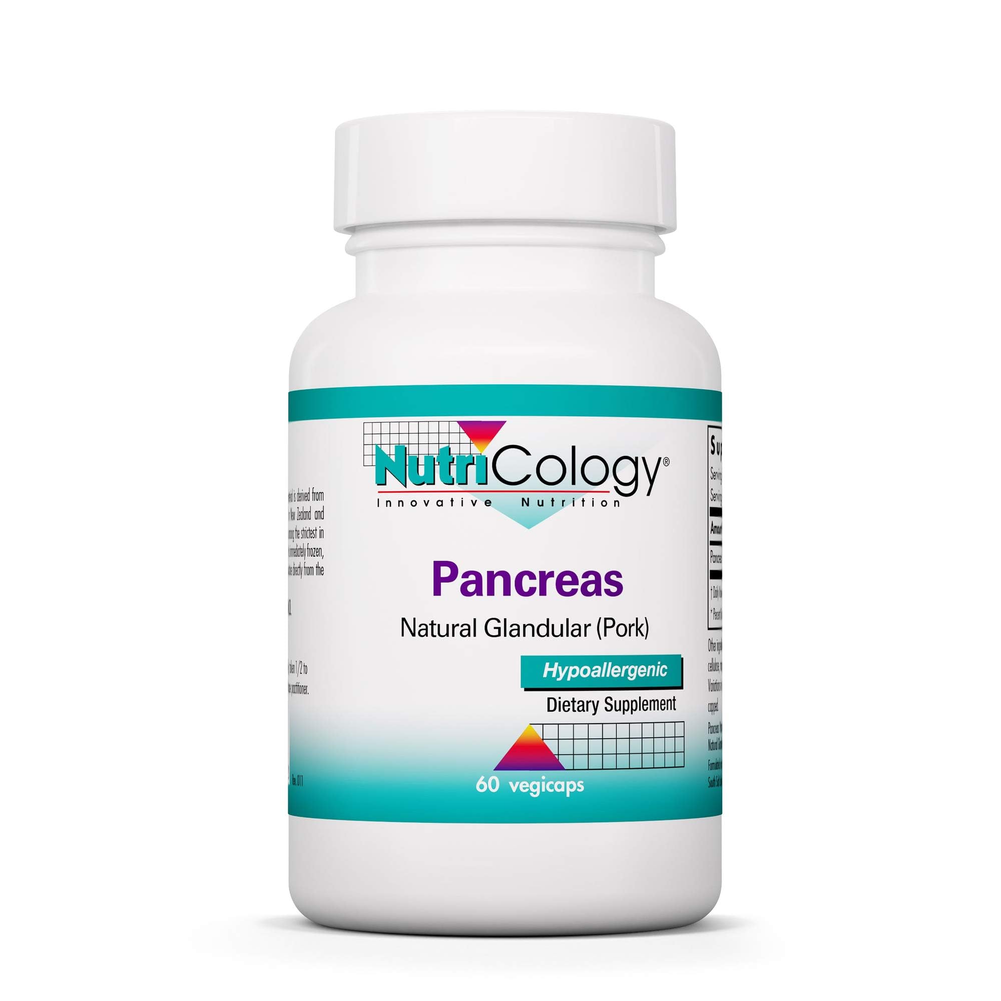 Nutricology Pancreas Pork 425mg supplement bottle front view