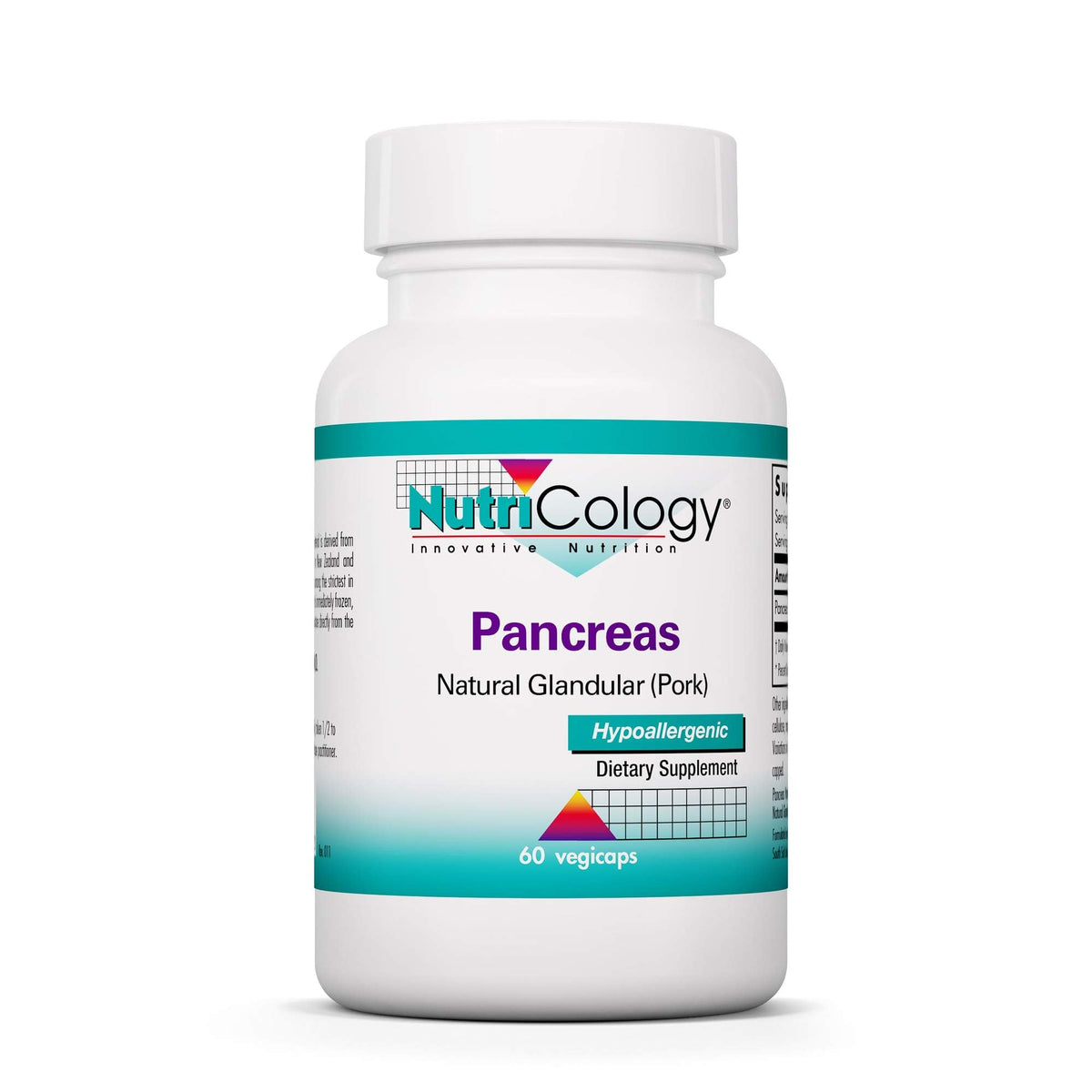 Nutricology Pancreas Pork 425mg supplement bottle front view