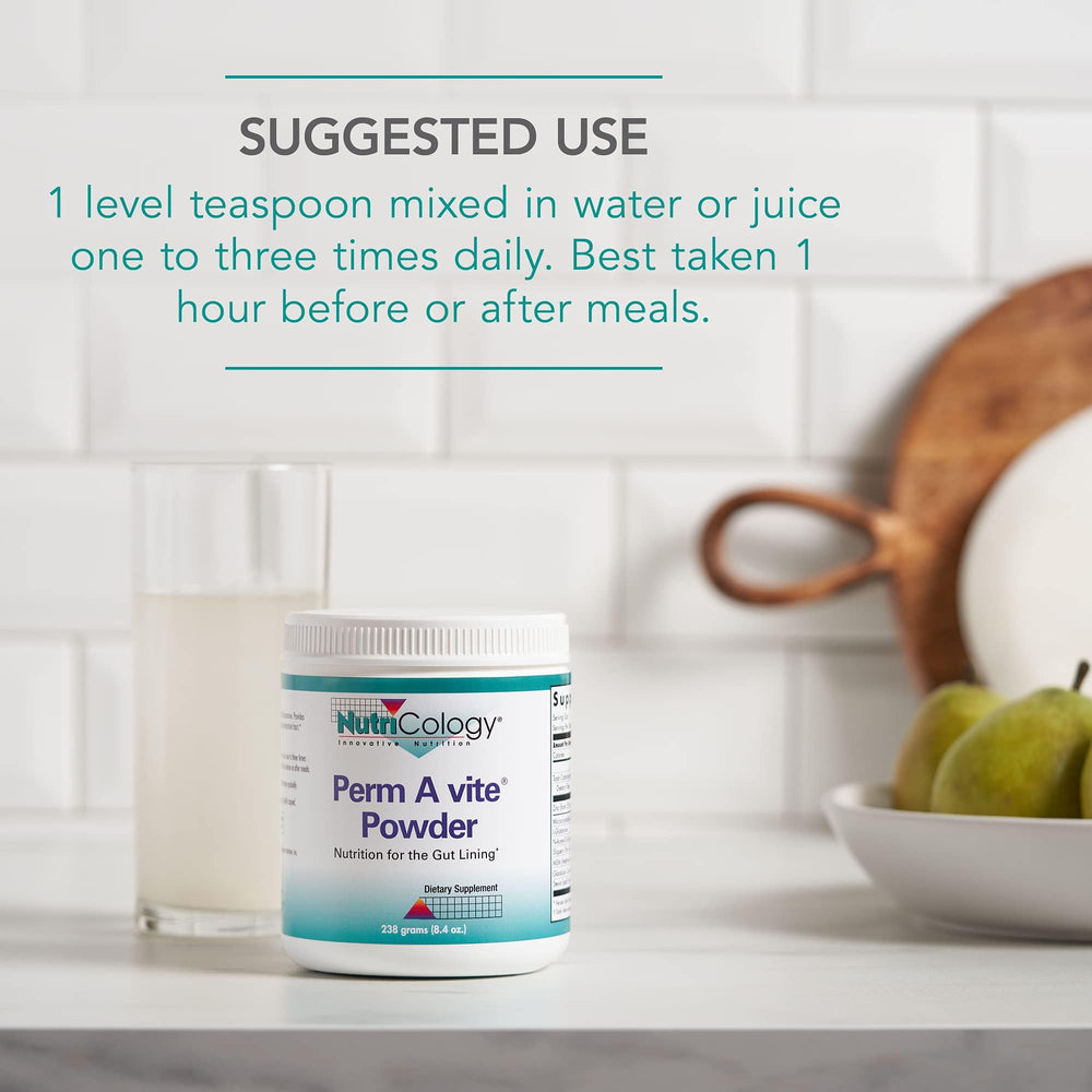 Close-up of L-Glutamine and Slippery Elm ingredients