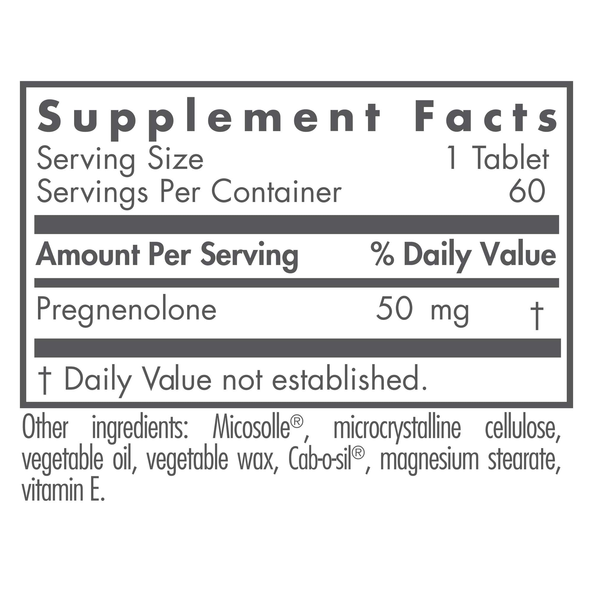 Close-up of Pregnenolone 50mg tablets