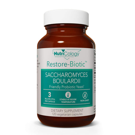 Nutricology Restore-Biotic Saccharomyces boulardii bottle