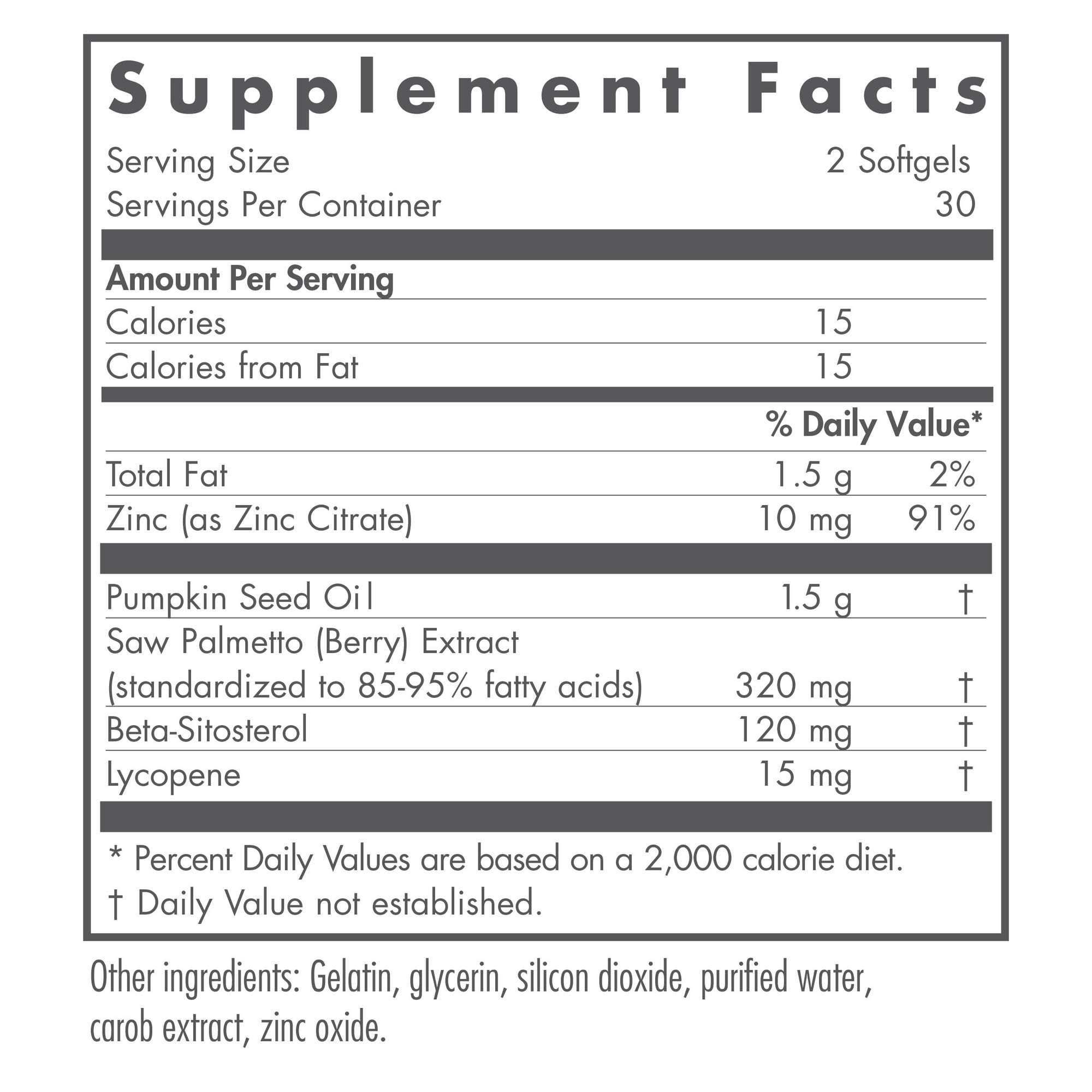 Close-up of Nutricology Saw Palmetto Complex Softgels capsules