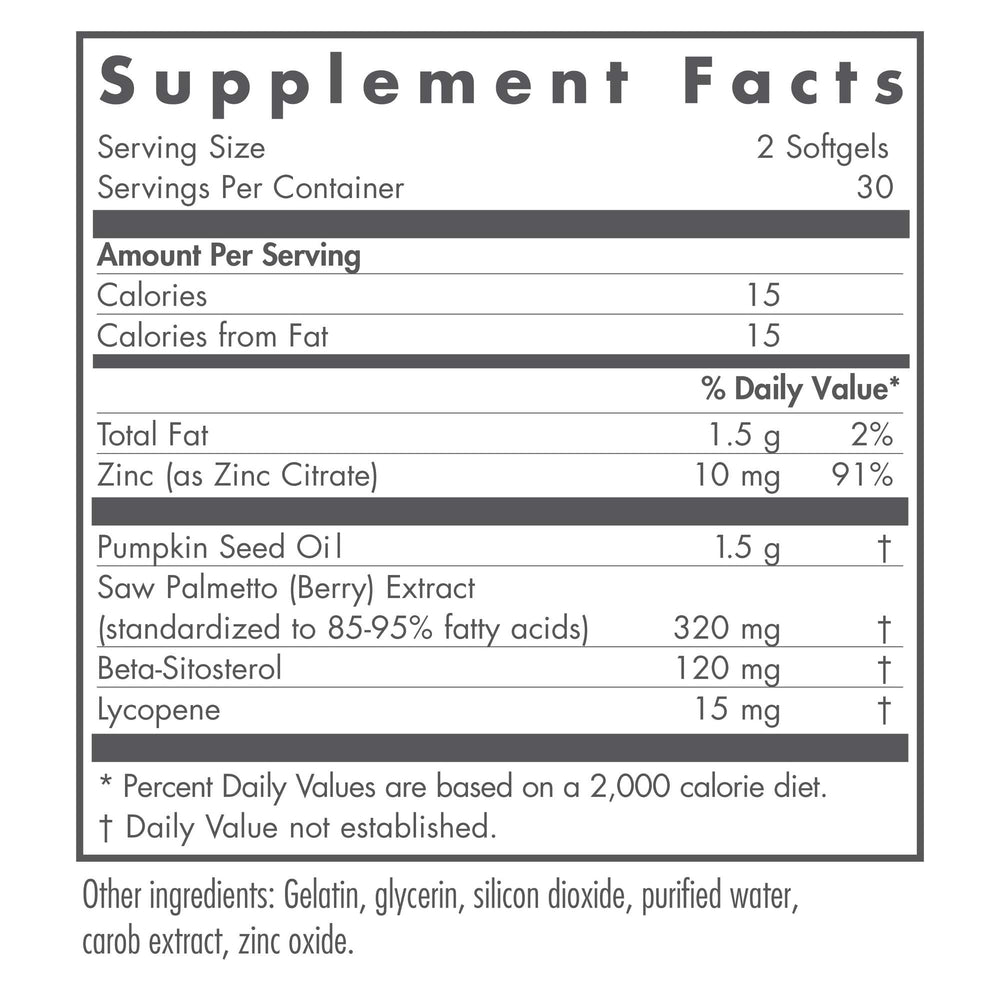 Close-up of Nutricology Saw Palmetto Complex Softgels capsules