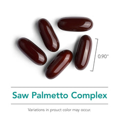 Box and bottle of Nutricology Saw Palmetto Complex Softgels on table