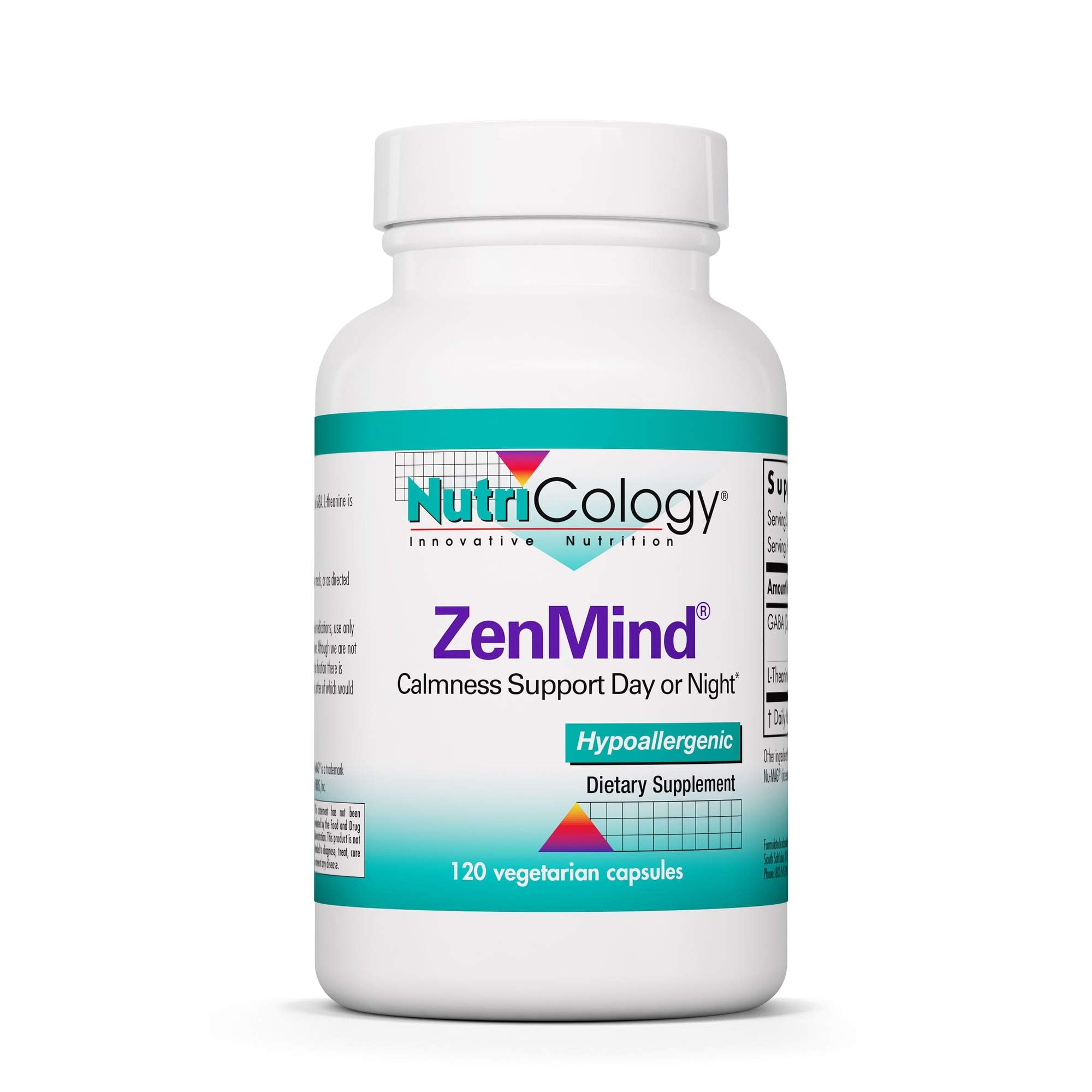 Nutricology ZenMind bottle with label on white background