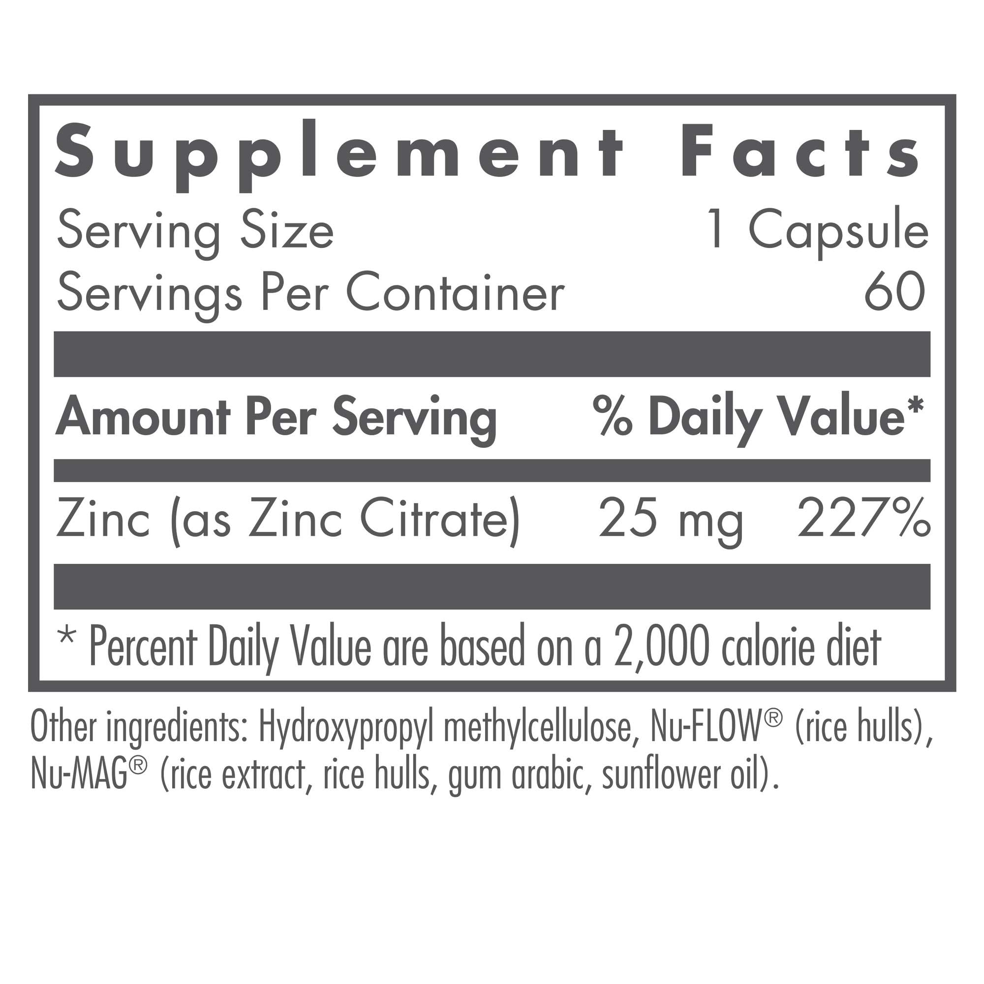 Nutricology Zinc Citrate vegetarian capsules
