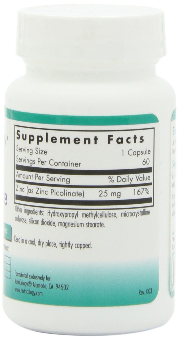 Nutricology Zinc Picolinate bottle back label