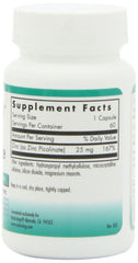 Nutricology Zinc Picolinate bottle back label