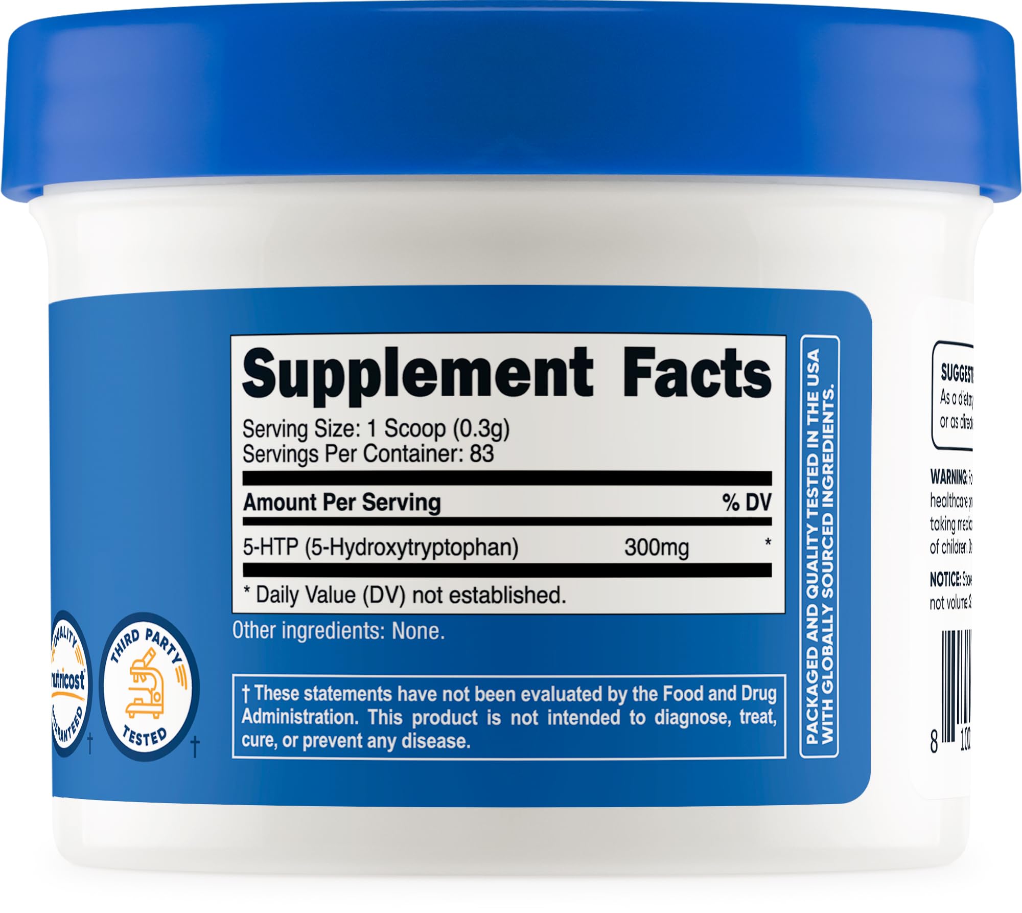 Independent lab testing certificate for Nutricost 5-HTP Powder