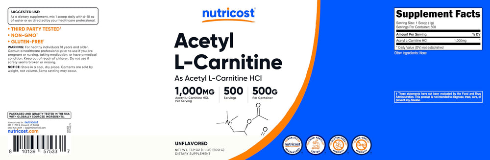 Nutricost container with scoop shows 1000mg serving ready.
