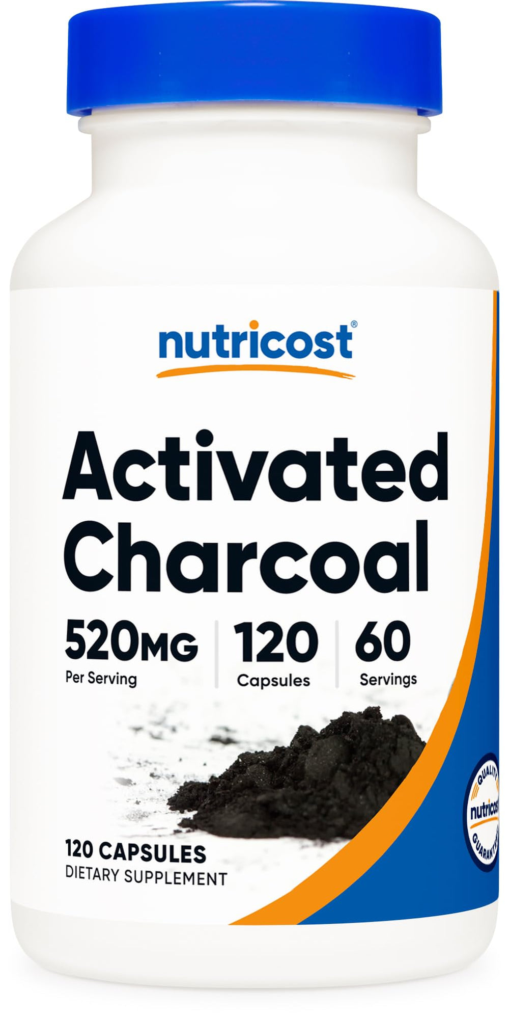Nutricost Activated Charcoal 520mg - 120 capsules bottle hero image