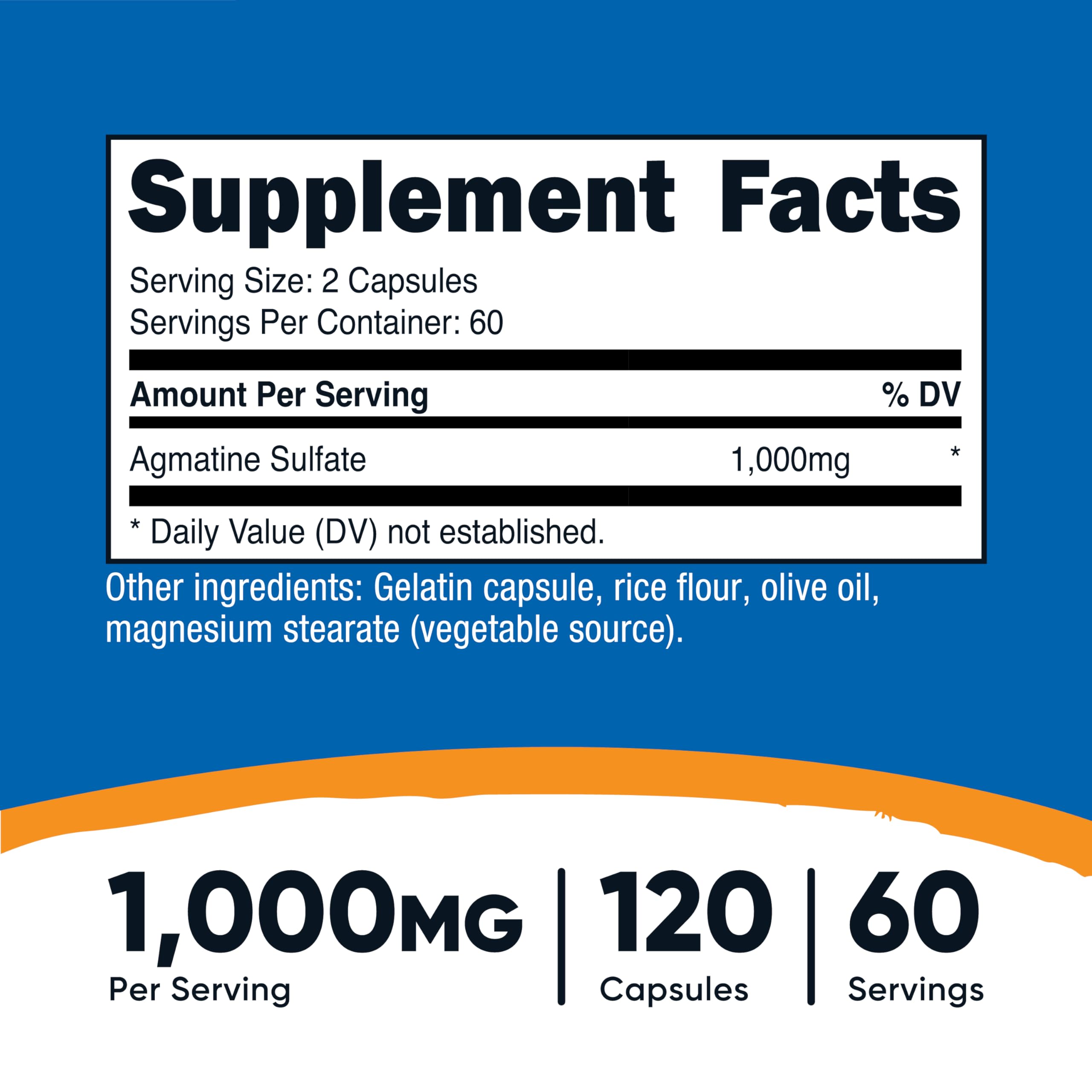 Nutricost Agmatine Sulfate 1000mg bottle with capsules