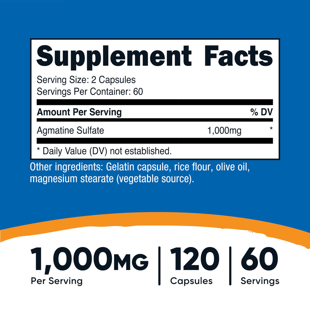 Nutricost Agmatine Sulfate 1000mg bottle with capsules