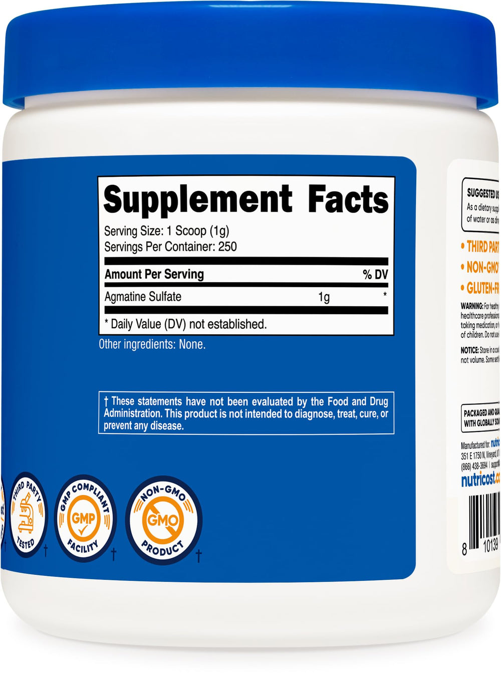 Facility showing NSF Certified, GMP compliant, FDA registered manufacturing