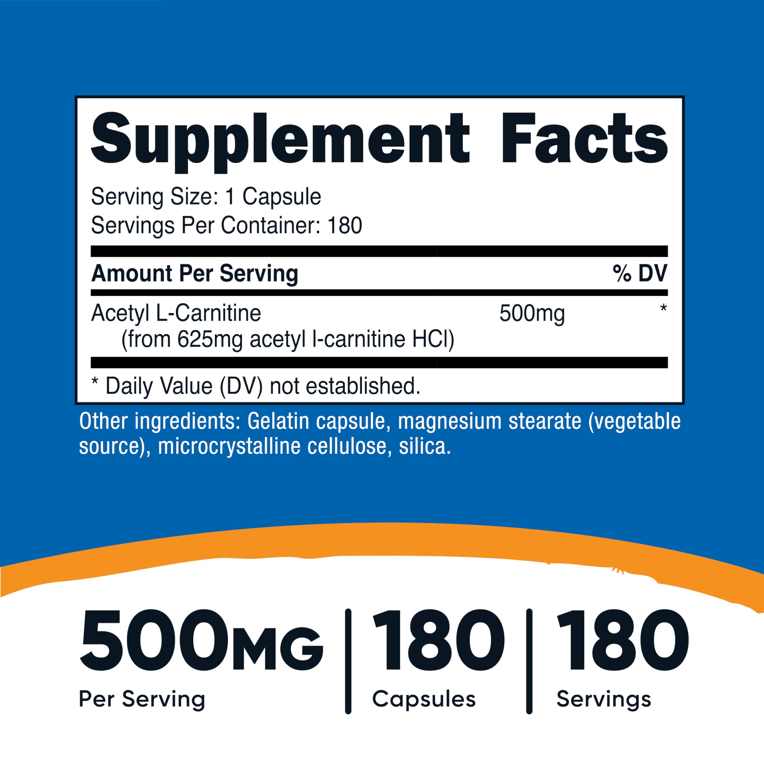 Close-up of Nutricost ALCAR 500mg capsule