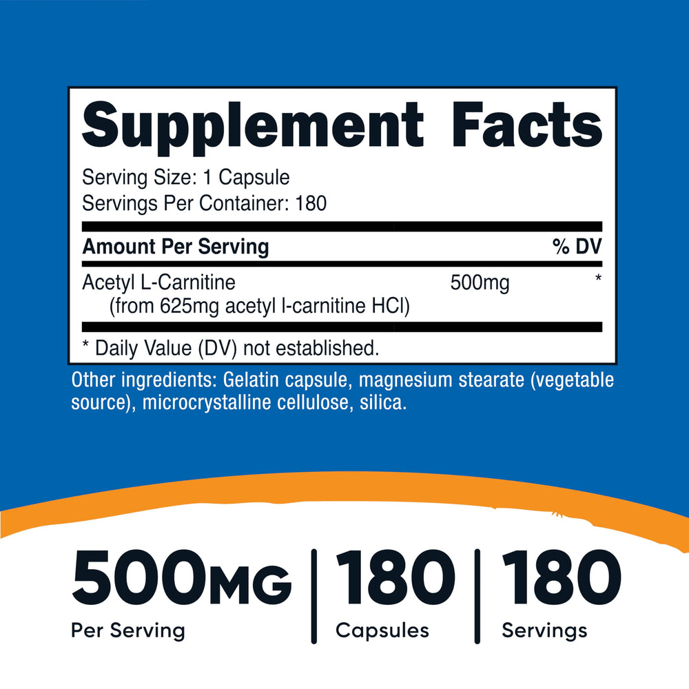 Close-up of Nutricost ALCAR 500mg capsule