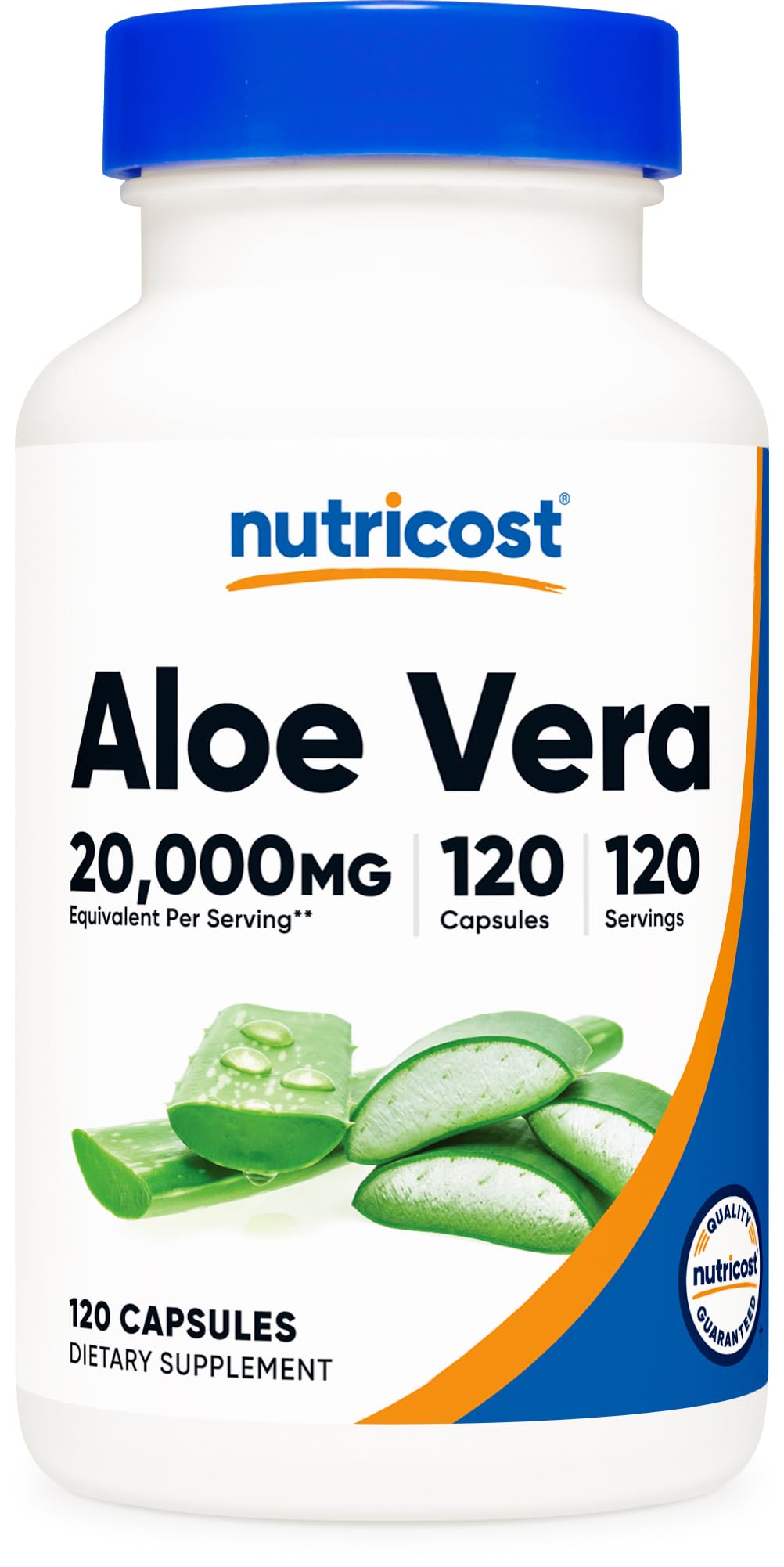 Nutricost Aloe Vera 200-1 extract 100 mg per capsule front view