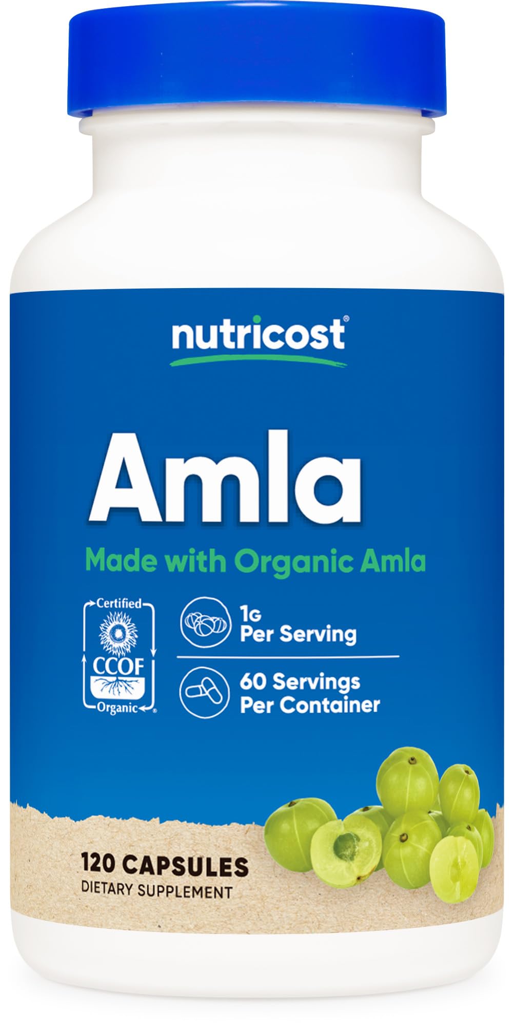 Nutricost Amla 1000mg bottle with 120 vegetarian capsules