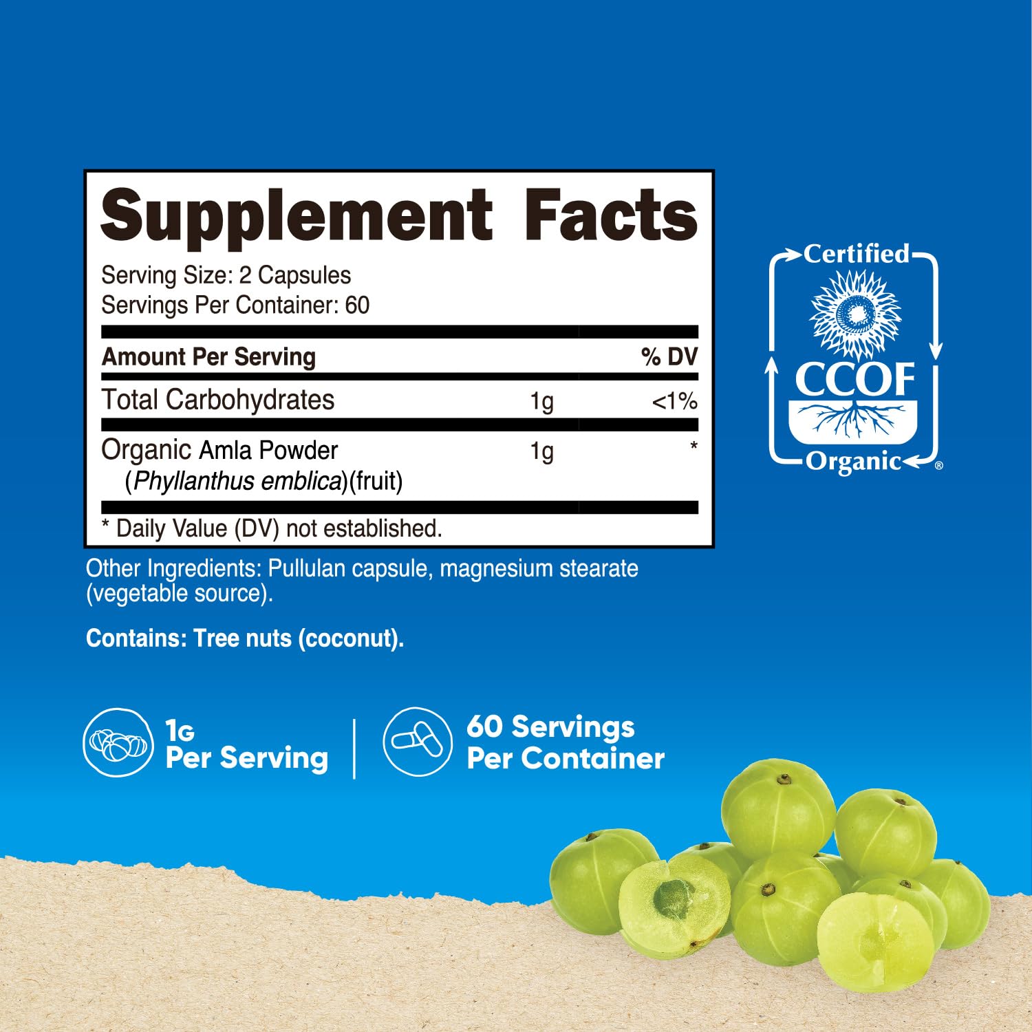Certified Organic by CCOF label on Nutricost package