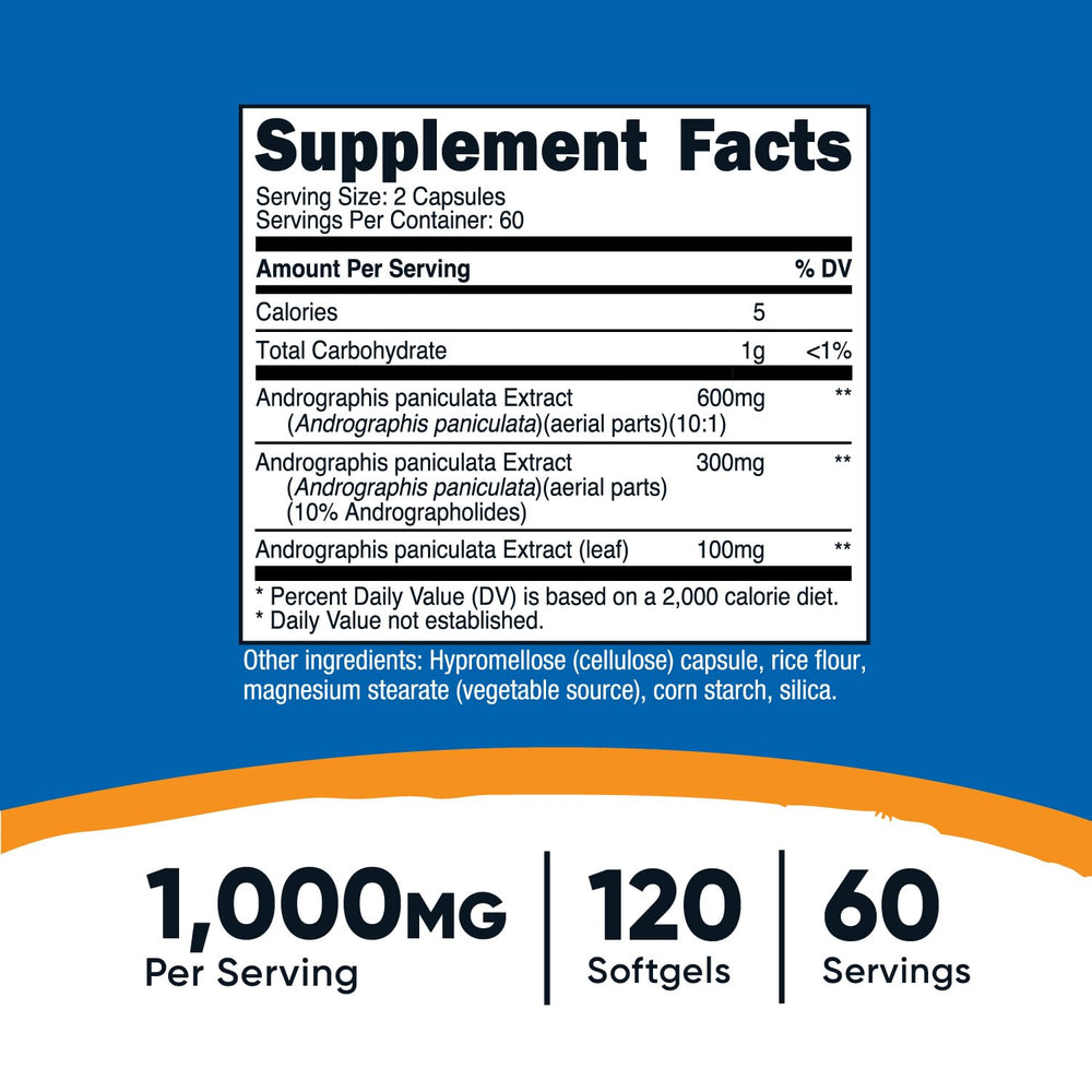 Close-up of Nutricost Andrographis Extract Capsules in bottle