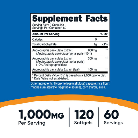 Close-up of Nutricost Andrographis Extract Capsules in bottle