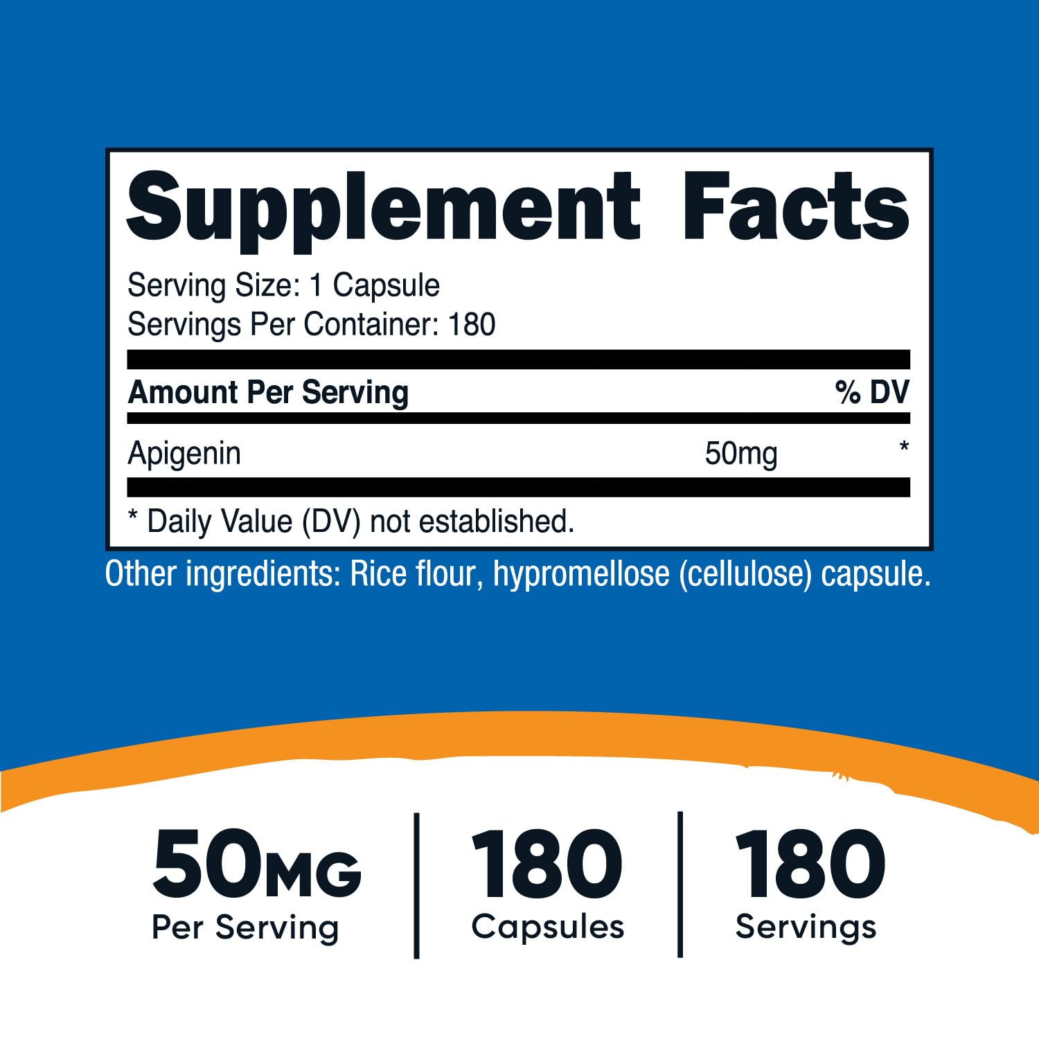 Close-up of Nutricost Apigenin 50mg capsules