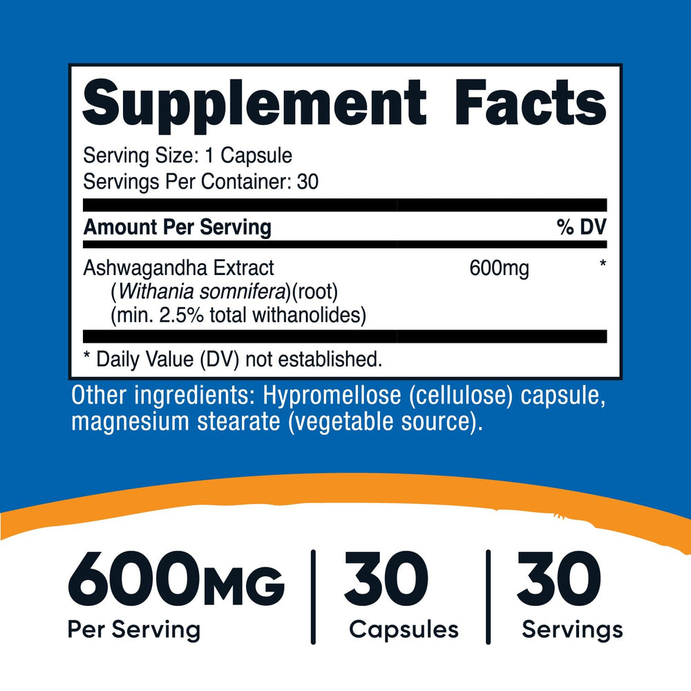Nutricost Ashwagandha capsules close-up